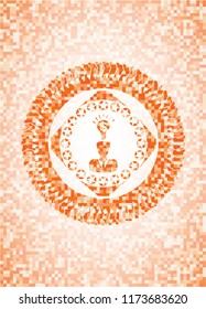 business idea icon inside orange mosaic emblem with background