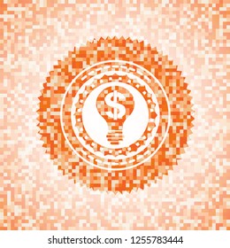 business idea icon inside orange mosaic emblem