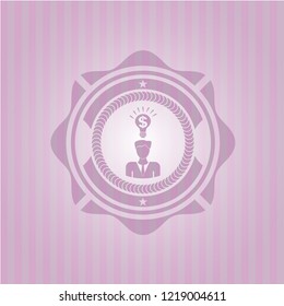 business idea icon inside pink emblem