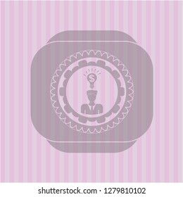 business idea icon inside pink emblem
