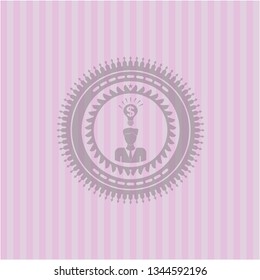 business idea icon inside pink emblem. Retro