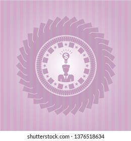 business idea icon inside pink emblem. Vintage.