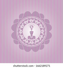 business idea icon inside pink emblem. Retro