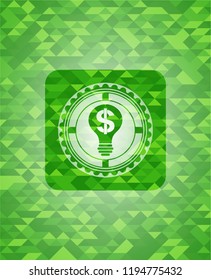 business idea icon inside realistic green emblem. Mosaic background