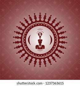business idea icon inside realistic red emblem