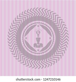 business idea icon inside realistic pink emblem