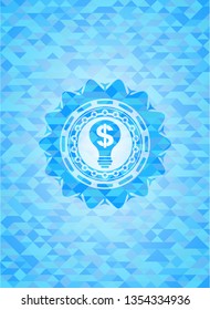business idea icon inside realistic sky blue emblem. Mosaic background