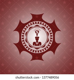 business idea icon inside realistic red emblem