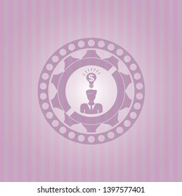 business idea icon inside realistic pink emblem