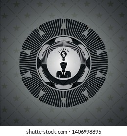 business idea icon inside realistic dark emblem