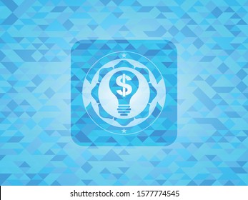 business idea icon inside realistic light blue emblem. Mosaic background