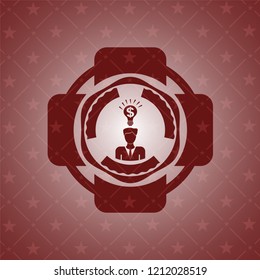 business idea icon inside red emblem