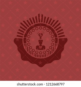 business idea icon inside red emblem. Vintage.