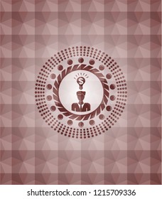 business idea icon inside red polygonal badge. Seamless.