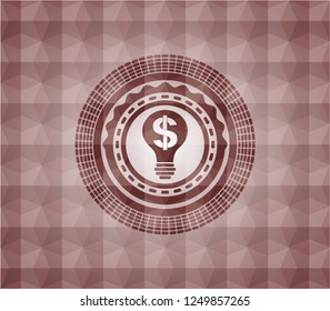business idea icon inside red seamless emblem or badge with abstract geometric pattern background.