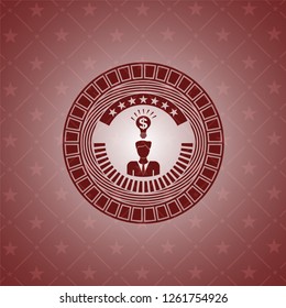business idea icon inside red icon or emblem
