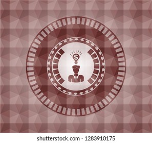 business idea icon inside red geometric emblem. Seamless.