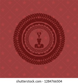 business idea icon inside red icon or emblem