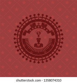 business idea icon inside red emblem. Vintage.