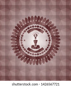 business idea icon inside red geometric emblem. Seamless.