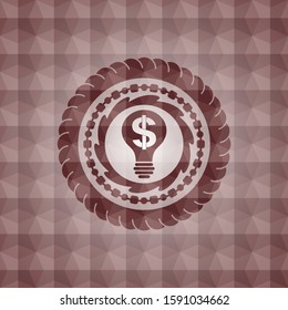 business idea icon inside red emblem with geometric background. Seamless.
