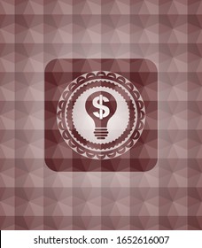 business idea icon inside red geometric emblem. Seamless.