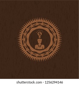 business idea icon inside retro wooden emblem