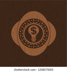 business idea icon inside retro wood emblem