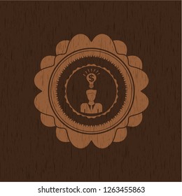 business idea icon inside retro wood emblem