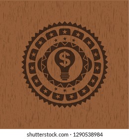 business idea icon inside retro wood emblem