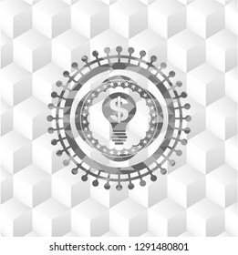 business idea icon inside retro style grey emblem with geometric cube white background