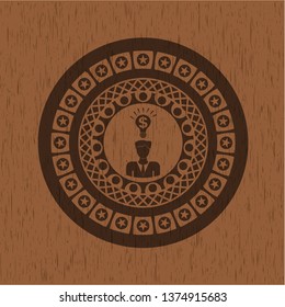 business idea icon inside retro wooden emblem