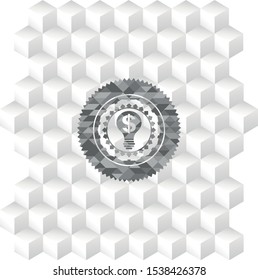 business idea icon inside retro style grey emblem with geometric cube white background