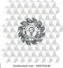 business idea icon inside retro style grey emblem with geometric cube white background