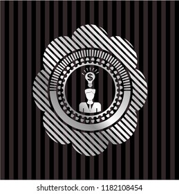  business idea icon inside silver shiny emblem