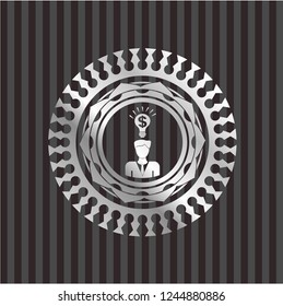 business idea icon inside silver shiny badge