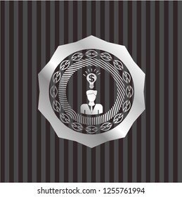 business idea icon inside silver shiny emblem
