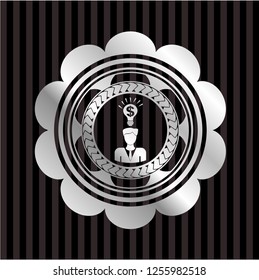 business idea icon inside silver emblem