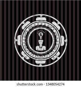 business idea icon inside silver shiny badge