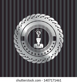 business idea icon inside silver emblem