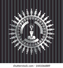 business idea icon inside silver emblem