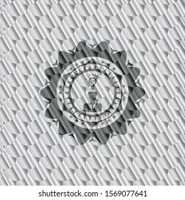 business idea icon inside silver color emblem or badge. Scales pattern. Vector Illustration. Detailed.