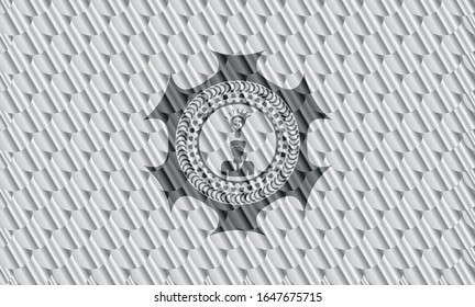business idea icon inside silver shiny emblem. Scales pattern. Vector Illustration. Detailed.