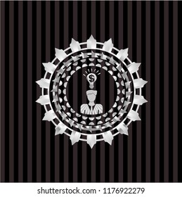 business idea icon inside silvery emblem or badge