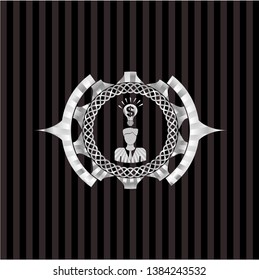 business idea icon inside silvery badge or emblem