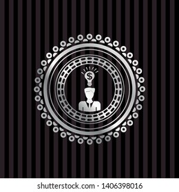 business idea icon inside silvery shiny emblem