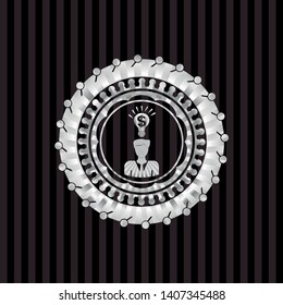 business idea icon inside silvery shiny badge