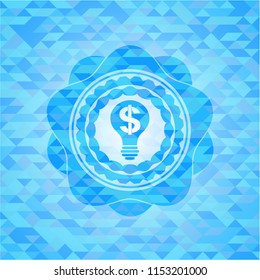 business idea icon inside sky blue emblem. Mosaic background