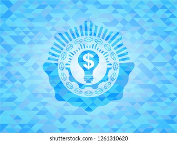business idea icon inside sky blue mosaic emblem