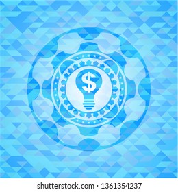 business idea icon inside sky blue mosaic emblem